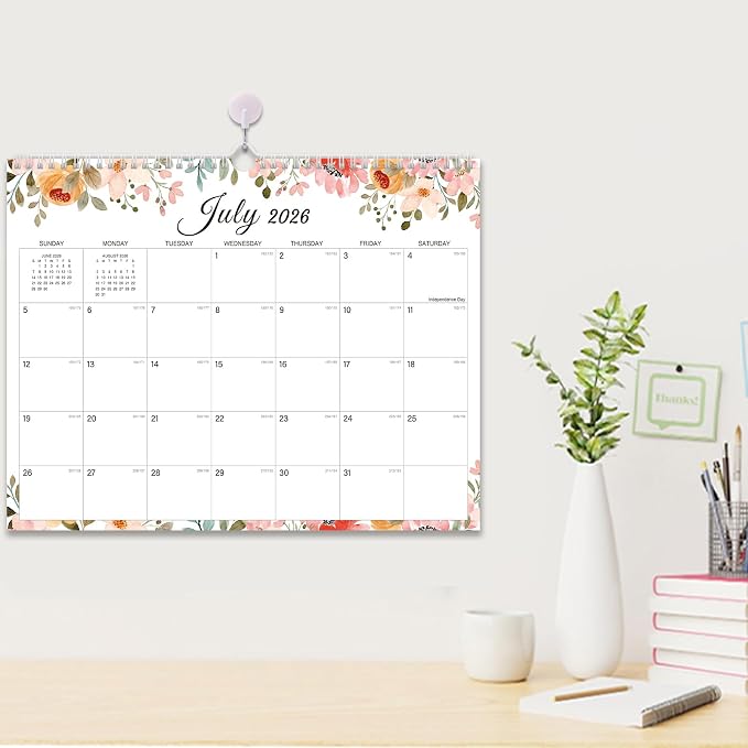 2026-2027 Wall Calendar - 18 Months Wall Calendar 2026-2027 with Thick Paper, Jul 2026 - Dec 2027, 14" x 11", Twin-Wire Binding, Home or Office Calendar for Easy Organizing
