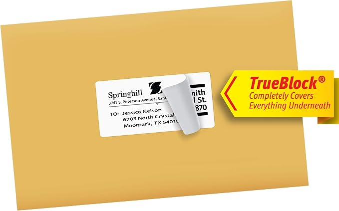 Avery Printable Shipping Labels with Sure Feed, 2" x 4" Customizable Stickers, White, 250 Blank Mailing Labels, Great for Mailing, Shipping, and More (5263)