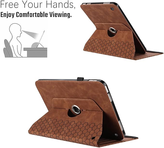 Rotating Case for Amazon Kindle Fire HD 10 Tablet & Fire 10 Plus Case,Brown | (13th/11th Generation 2023/2021 Release) 360 Degree Swivel PU Leather Folio Stand Cover for 10.1" Fire HD 10 11th/13th Case