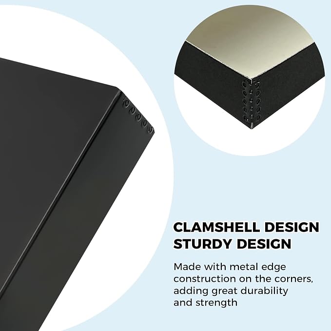 Golden State Art, Clamshell Archival Folio Storage Box 11x14 Inch, Black | Acid-Free Photo Box with Metal Edge Corner, Preserve And Store Paper Documents Cards Prints Arts and Crafts DIY Projects