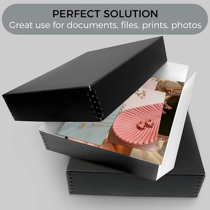Lineco Museum Archival Storage Box, Drop Front, 11.75x15.25x3 in, Black | Acid-Free with Metal Edge, Preserves Picture Longevity, Organize Photos, Newspapers, Prints, Documents, Crafts, DIY