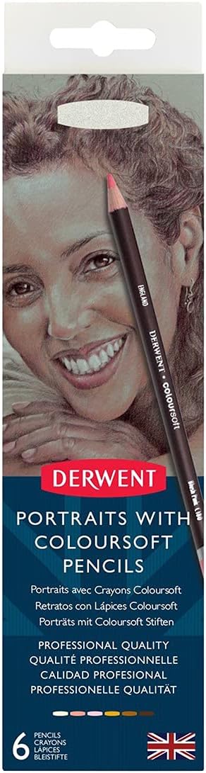 Derwent Colored Pencils, ColourSoft Pencils, Skintone, Drawing, Art, Metal Tin, 6 Count (2300217)