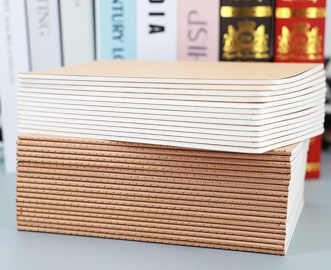 24 Pack Kraft Notebook Journals for Travelers, Students and Office, Writing Diary Subject Notebooks Planner with Thick Paper, 60 Pages, 30 Sheets, 8.3x5.5 inch, A5 Size, Travel Journal Set.(Blank)