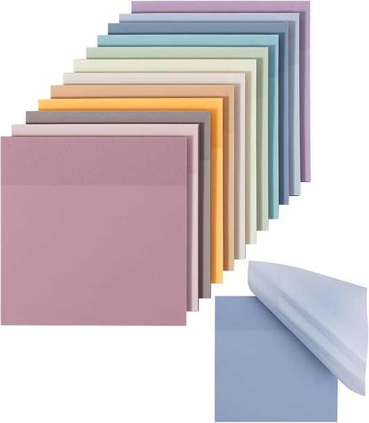 Mr. Pen- Transparent Sticky Notes, 3" x 3", 12 Pads, 600 Sheets | See Through Self-Adhesive Notes for Bible Journaling and Studying, Water-Resistant, Easy to Peel, Clean Removal