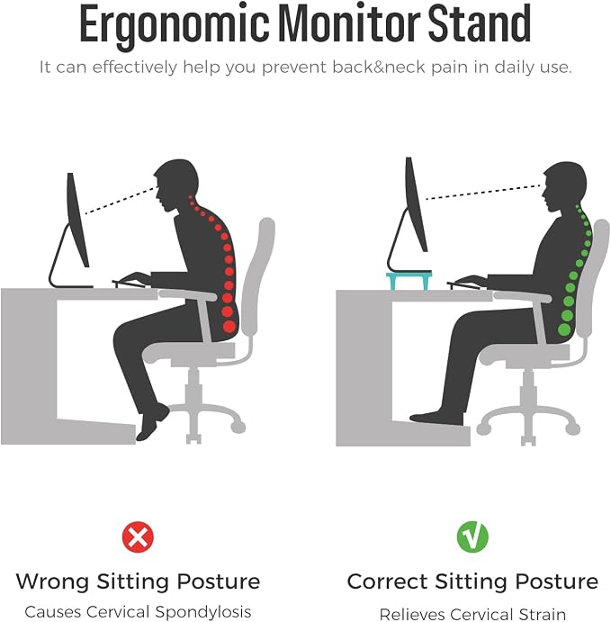 loukin Dual Monitor Stand Riser for Desk, 43.6" × 8.2" Computer Stand, Wood | Supports 22 lb, No Installation Required, Water-Resistant Surface, Fits Laptops and Printers, Ergonomic Design