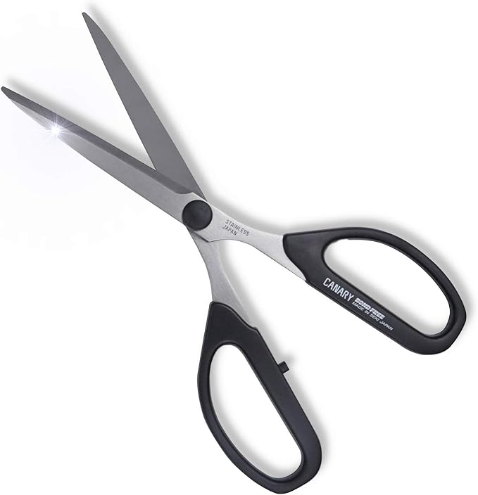 CANARY Craft Scissors Long Blade 8.2" [Extra Non-Stick] All Purpose Scissors, Japanese Stainless Steel Blade, Made in JAPAN, Black