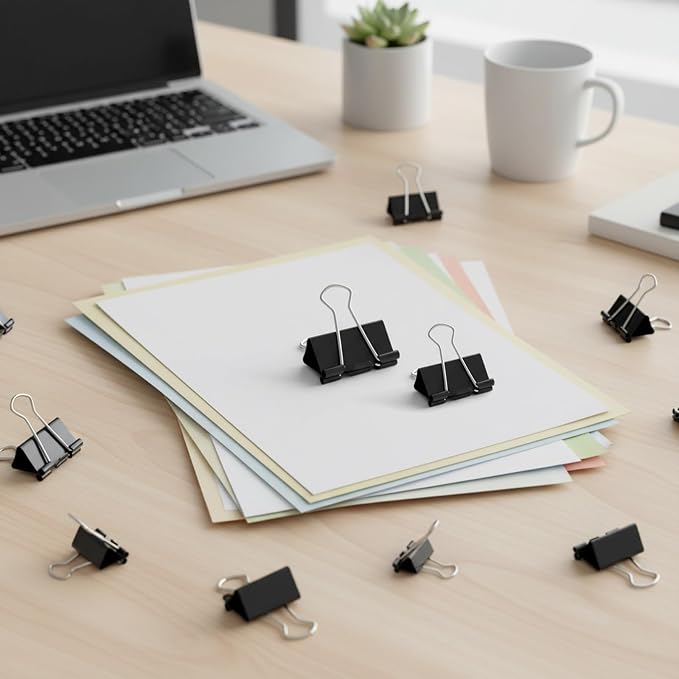80 PCS Large Binder Clips 2 Inch(40Pcs) and 1.6inch (40Pcs), Jumbo Binder Black Paper Clamps Document Clips, Assorted Binder Clips for Office and Home Supplies