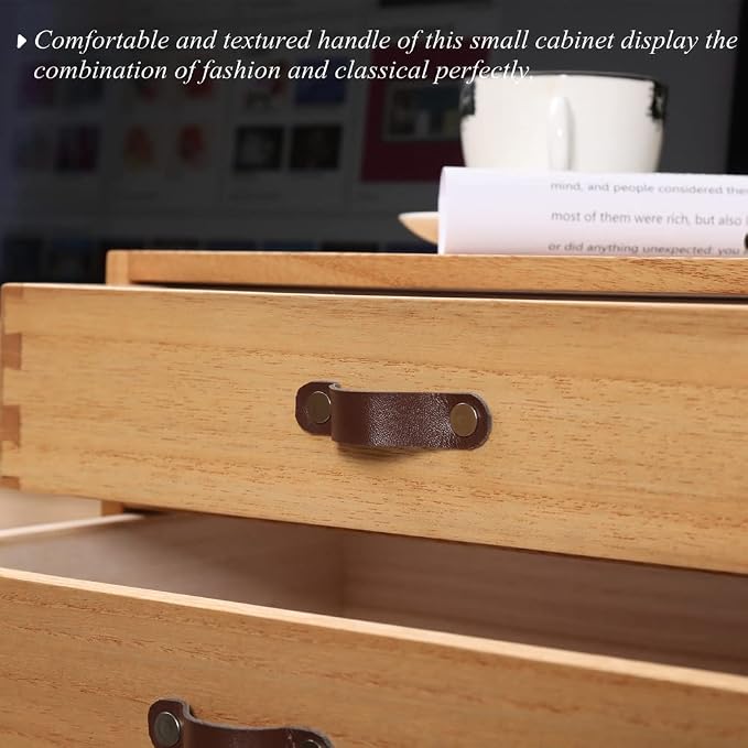 DDYURI Wooden Desk Organizer with 2 Drawers - Desktop Storage Drawers for Office Supplies File Paper Storage - Wood Chest/Small Cabinets for Jewelry Dresser Kitchen Counter (FAX2C-LT）