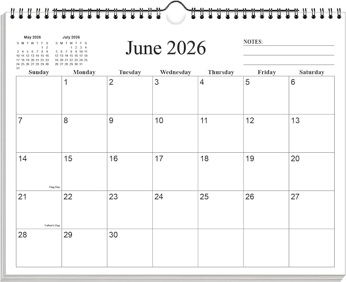 Small Wall Calendar 2026-2027 - Mini Calendar 2026-2027 from July 2026 - December 2027, 18 Months Little Calendar with Premium Paper, 6" x 8", Black