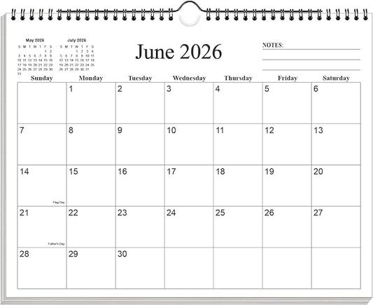 Small Wall Calendar 2026-2027 - Mini Calendar 2026-2027 from July 2026 - December 2027, 18 Months Little Calendar with Premium Paper, 6" x 8", Black