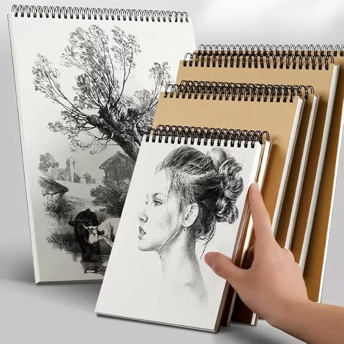 Sketch Book Pad, Drawing Paper 5.5" x 8.5" Spiral Bound, Bound (98lb/160gsm), Pack of 1, Durable Acid Free Sketchbook for Painting, 30 Sheets Each (1 Pack- 5.5"X8.5")