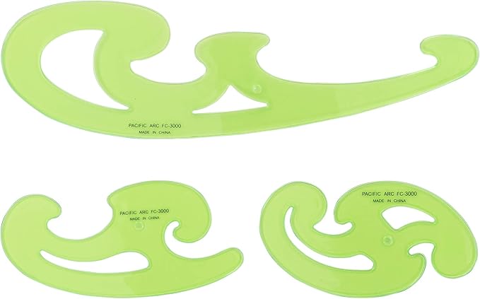Pacific Arc French Curve Set, 3 Shapes, Clear Curve Ruler, Drafting Tools, Drawing Tools, Woodworking Tools, Comic Template Tool