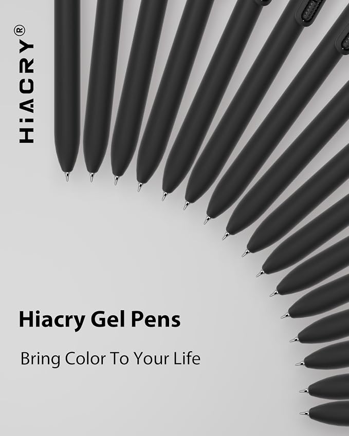 Hiacry 16 Pack Gel Pens, Quick-Dry Long Lasting Black Ink-0.7 MM Fine Point | Smooth Writing Fidget Pens, Stress Relief, No Smear, No Bleed, Journaling,Note Taking, Work, School,Office, Students & Adults