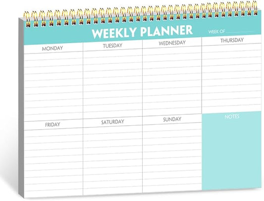 Weekly Planner Notepad - 7" x 10" Weekly Pad Organizers Habit Tracker Journal for Man & Women, 52 Sheets, 100gsm Paper, Undated Weekly To Do List Notepad with Your Life, Teal