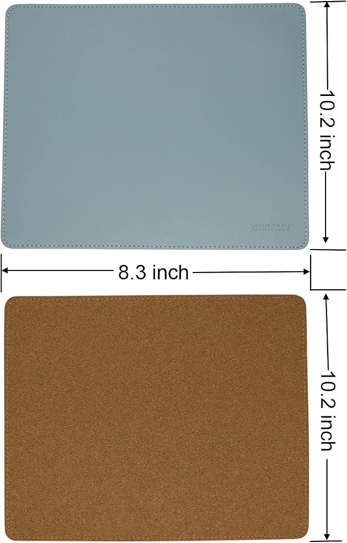 Leather Mouse Pad - Wood Mouse Pads with Stitched Edge,PU Non-Slip Mouse Mat,Double Side Mousepad,Waterproof Gaming Mouse Pad for Desk,Laptop,Office & Home,10.2" x 8.3",1 Pack (Azury)