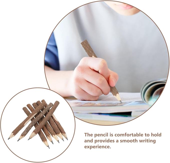 NUOBESTY 30 Pcs Natural Bark Twig Pencils Rustic Tree Branch Wooden Pencils for Kids Creativity Office School Supplies
