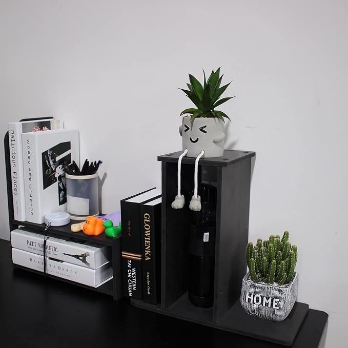 YGYQZ Adjustable Desktop Shelf Organizer, 3-Tier Expandable Desk Shelf, Black