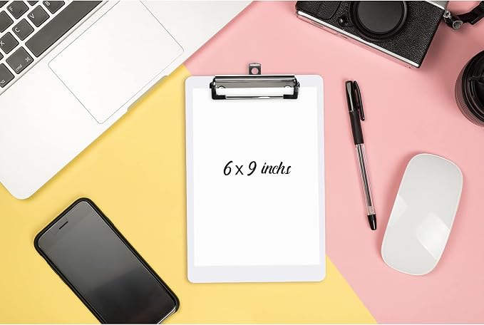 Hongri Plastic Small Clipboard, White A5 Memo Size Clip Board | Mini Size 6 x 9 in for Students, Teacher, Women, Office & School Supplies