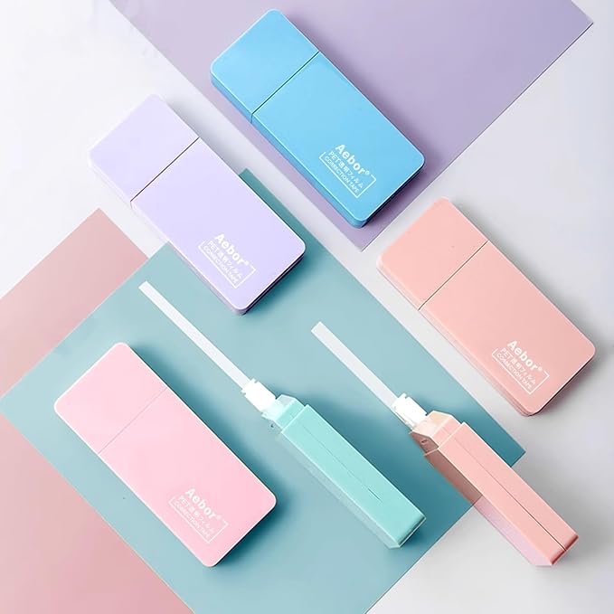 6 Pack Correction Tape Cute White Tape Macaron Color Correction Tape, Easy To Use Applicator for Instant Corrections for Students,Office Workers