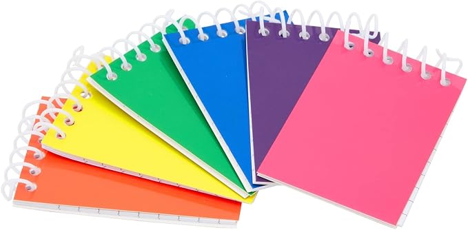 Mini Notepad Set - 24 Pack, 2.25 x 3.5 In, 6 Rainbow Colors - Bulk Pocket Journals for Party Favors & Classroom Rewards