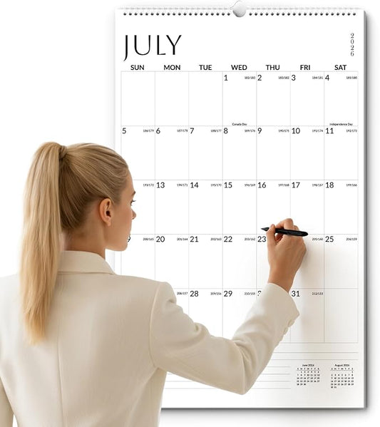 SUNEE 2026-2027 Wall Calendar Extra Large 17"x27", 21 Month July Calendar (Ends March 2028),Vertical Monthly for Wall, White Minimalism