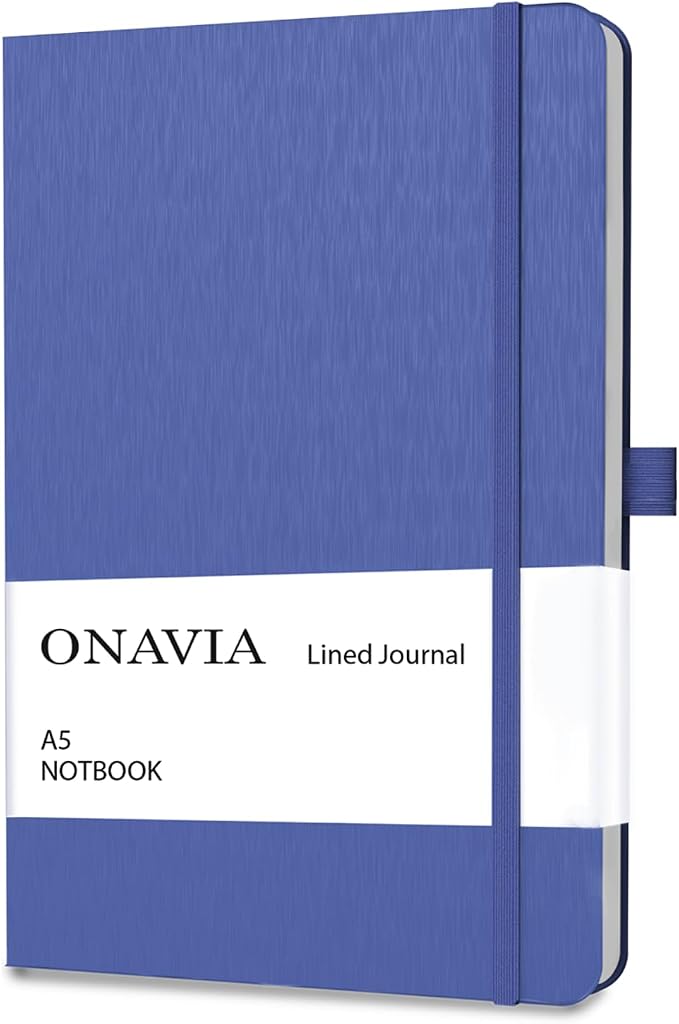 ONAVIA A5 Notebooks for Work, Lined Journal, 160 Pages, Blue | 80 Sheets, 5.8 x 8.3 in, Lay Flat, College Ruled, A5 Hardcover Journal, Lined Notebook for Work, School, Note Taking