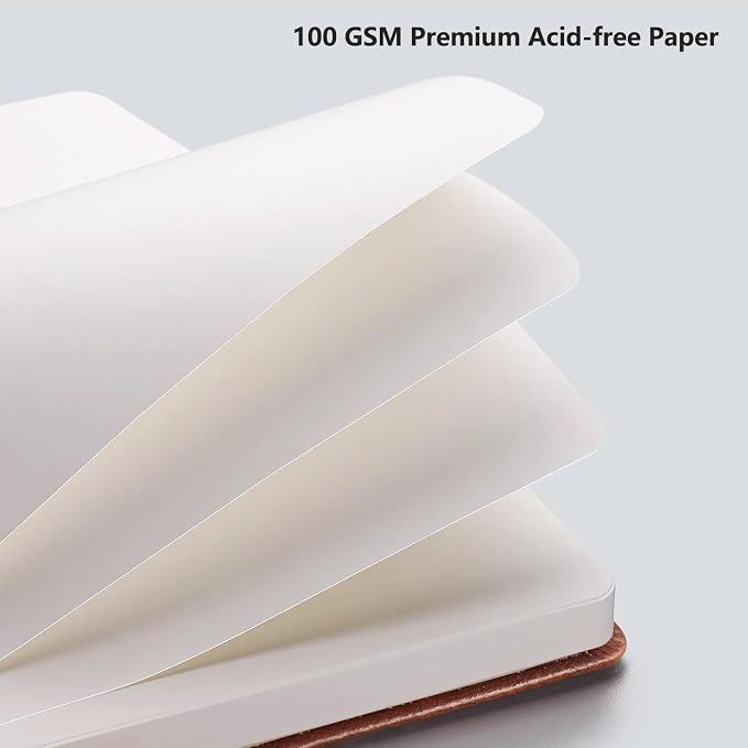 AHGXG Blank Journal Notebook, 192 Pages, A5 Medium Size (5.7'' x 8.3'') | Leather Hardcover, 100 GSM Thick Paper, for Sketching, Drawing, Painting (Brown)