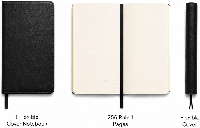 WORLD TRAVELER Lined Journal Notebook Faux Leather with Ribbon Bookmark | Ruled Ivory Pages with Soft Faux Leather Cover and Ribbon Bookmark