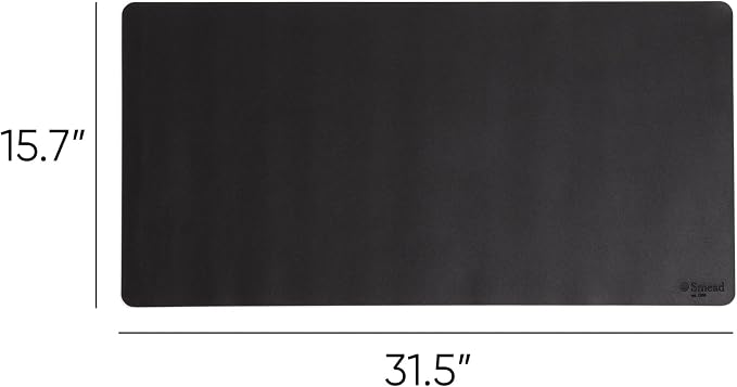 Smead Desk Pad, Vegan Leather Desk Mat with Non-Slip Faux Suede Backing, Perfect Desk Organizer for Office Decor, 31.5” x 15.7” Medium, Charcoal (64833)