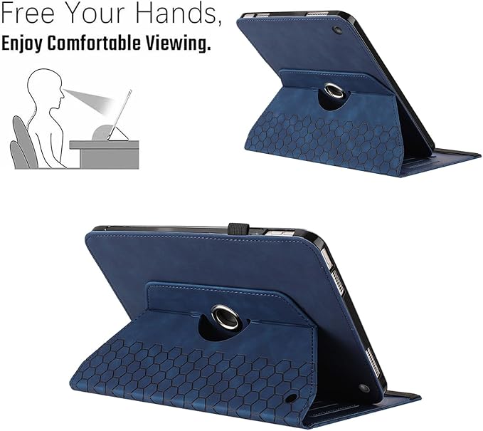 Rotating Case for Amazon Kindle Fire HD 10 Tablet & Fire 10 Plus Case, Blue | (13th/11th Generation 2023/2021 Release) 360 Degree Swivel PU Leather Folio Stand Cover for 10.1" Fire HD 10 11th/13th Case