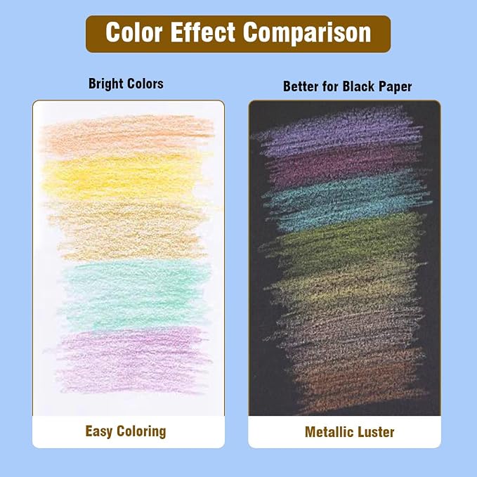 LBW 72 Metallic Colored Pencils for Adult Coloring, Soft Core Coloring Pencils with Vibrant Color, Ideal for Artists Drawing Blending Sketching