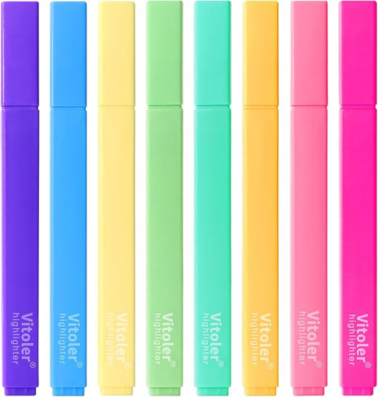 Piochoo Aesthetic Highlighters, 8 Pack Marker Pens, Assorted Color Highlighters,Cute Pastel Highlighte, No Bleed Highlighte for Bible Journaling Planner Notes School Supplies