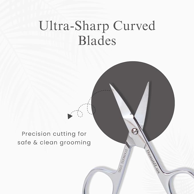 Professional Curved Grooming Scissors – Stainless Steel Precision Scissors for Eyebrow & Cuticle Care (Eyebrow - Curved, 3.5'' Inches)