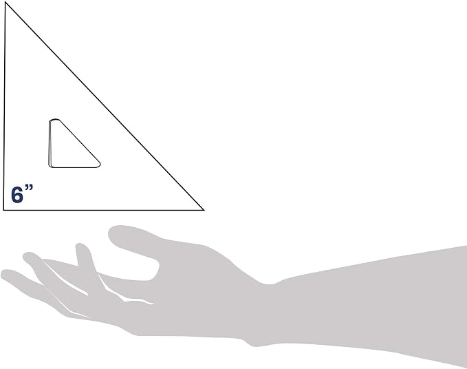 Pacific Arc Drafting Triangle, 6-inch, 45/90 Degrees, Clear Acrylic