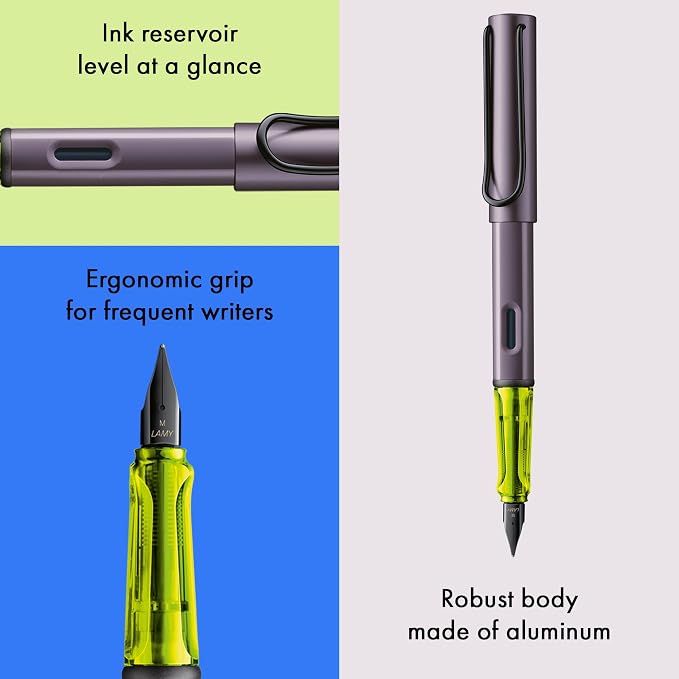 LAMY AL-star aubergine - Fountain Pen with ergonomic grip & polished steel nib in size M - lightweight aluminum body - including LAMY T 10 blue cartridge - Right-Handed