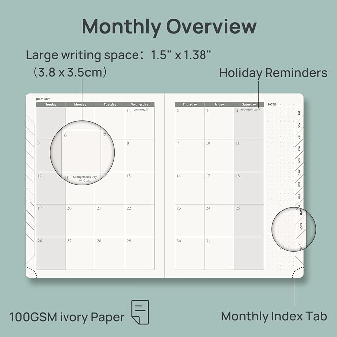 POPRUN 2026-2027 Academic Planner, 6.5" x 8.75", Weekly and Monthly Calendar, July 2026 to June 2027, Hardcover Appointment Book with Vertical Layout, Hourly Time Slots, Monthly Tabs - Violet
