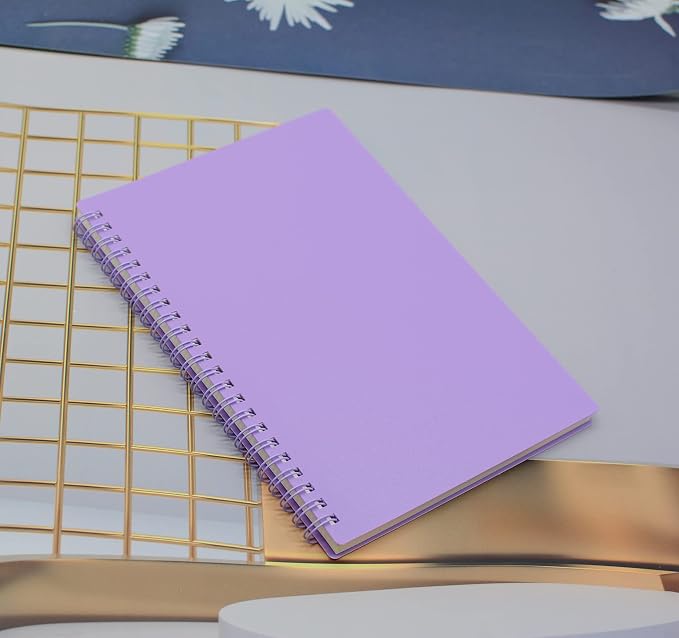 Yansanido Spiral Notebook, 4 Pcs A5 Thick Plastic Hardcover 7mm College Ruled 4 Color 80 Sheets -160 Pages Journals for Study, Work, Travel and Notes (A5, 4 Pcs Dark Color 2)