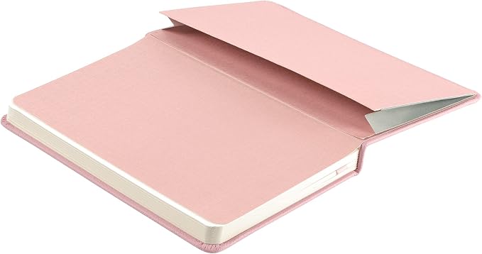 Leather Notebook, Writing Journal, Full-Grain Leather, Narrow Ruled Paper, Notebooks for Work & School, Quartz Pink (8.4" x 5.4”)