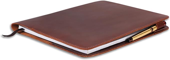 Heavy Duty Full Grain Leather Journal Cover (8.5 x 11 in.), Refillable Cahier XXL, Refillable Spiral Notebook (8.5 x 11 in.), Handmade Leather Journal Cover (Tan)