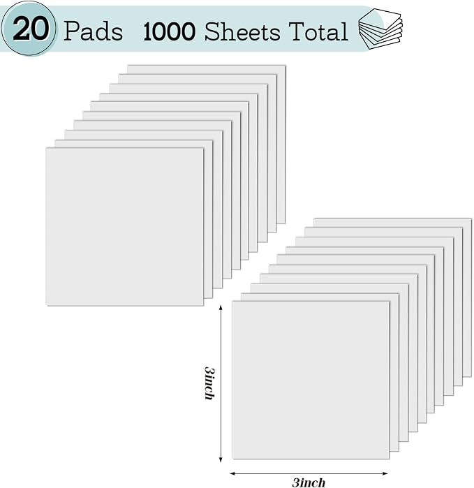 [1000 Sheets] Transparent Sticky Notes, 3x3 inch Clear Sticky Notes, Self-Adhesive Waterproof Translucent Sticky Notes for Annotation College School and Office Supplies