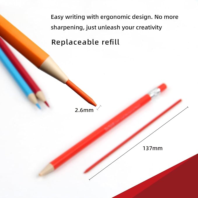 Colored Mechanical Pencil, 36pcs, with extra 72pcs colored leads