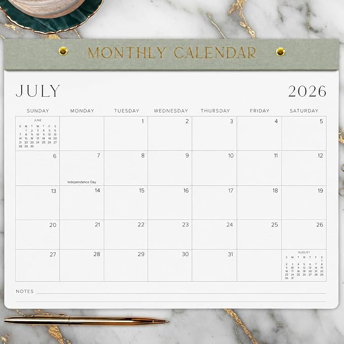 Aesthetic 2026-2027 Desk Calendar - Runs From January 2026 Until July 2027 - Minimalistic Office Desktop/Wall Calendar 14.5"x11.5" for Easy Organizing