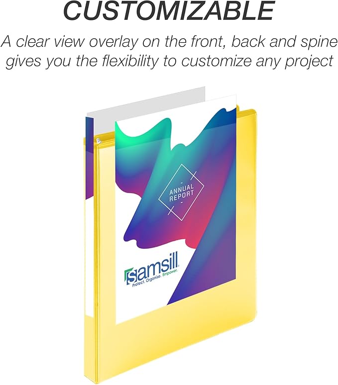 Samsill Durable 0.5 inch 3 Ring Binder, D Ring Binder, 100% Recycled Chipboard, Yellow