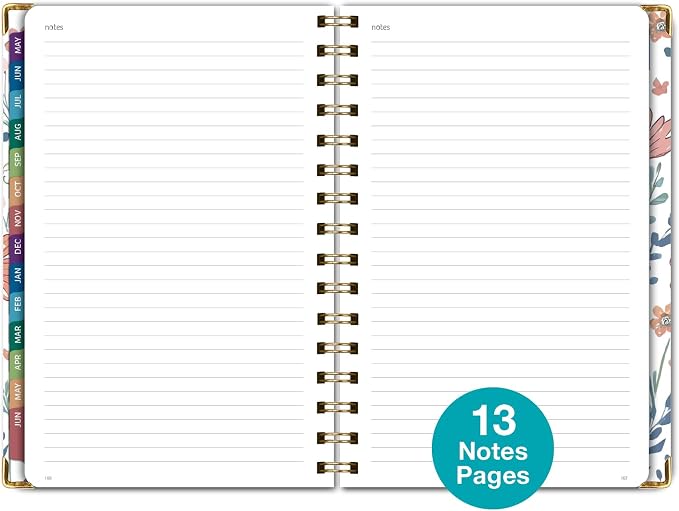 HARDCOVER Academic Year 2026-2027 Planner: 14 Months (May 2026 Through June 2027) 5.5"x 8" Daily Weekly Monthly Planner Yearly Agenda. Bookmark, Pocket Folder and Sticky Note Set (Colorful Botanicals)
