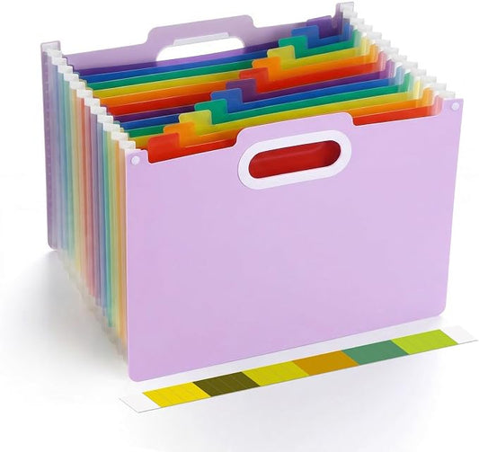 Comix Expanding File Folder, 13 Pockets Accordion File Organizer, Purple | Letter/A4 Size Document Organizer, For Home Office School