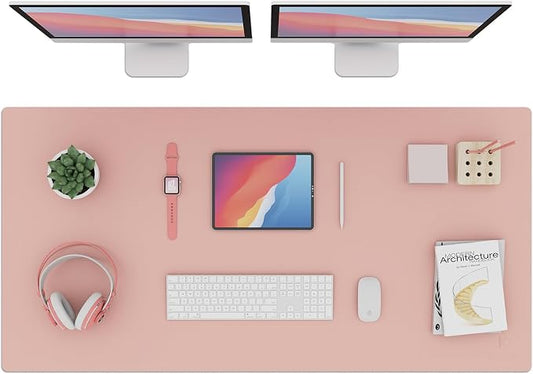K KNODEL Extra Large Desk Mat, Leather Mouse Pad (47.2"x23.6", Pink) | Desk Pad, Keyboard Pad, Computer and Laptop Mat, Desktop Protector and Cover, Writing Pad and Blotter for Home Office