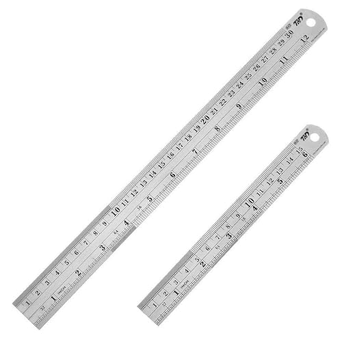 ZZTX Metal Ruler 6 Inch 12 Inch Stainless Steel 2 Pack | Rust-proof, Straight edge, Precise markings, Clear read
