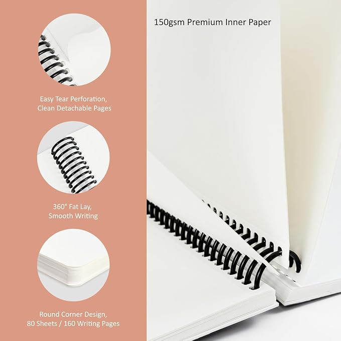 Hardcover Sketchbook,7.2"x8.3"Spiral Bound Drawing Pad,Lily Bouquet | 150gsm(92lb)Acid-Free Thick Paper,Blank Art Journal for Adults,Artists&Beginners,Ideal for Sketching,Doodling and Mixed Media