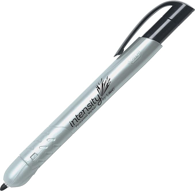BIC Intensity Retractable Permanent Markers, Fine Bullet Tip, Black, 12-Count Pack, Permanent Markers for Teachers and Office Supplies