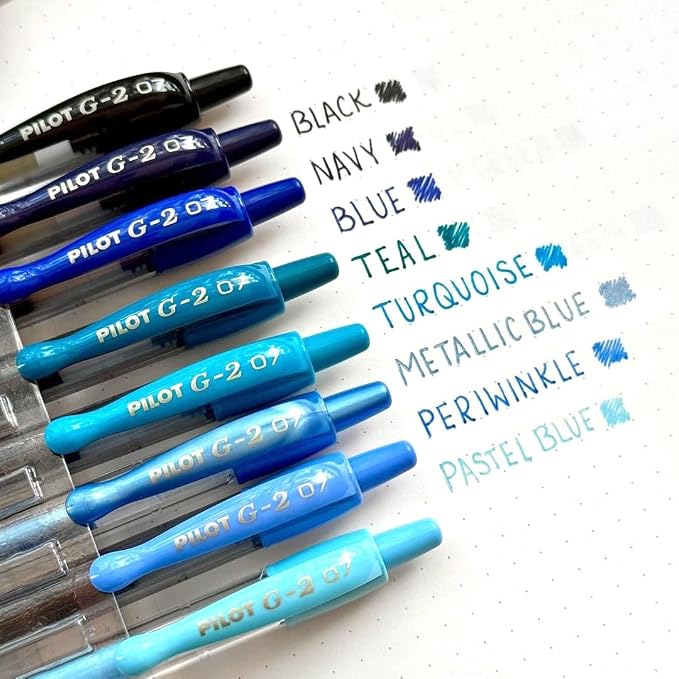 Pilot G2 Premium Gel Roller Pens, G2 Boost Blue Pens Pack, The Colors of Productivity, 8 Pack Pouch, Fine Point 0.7 mm, Assorted